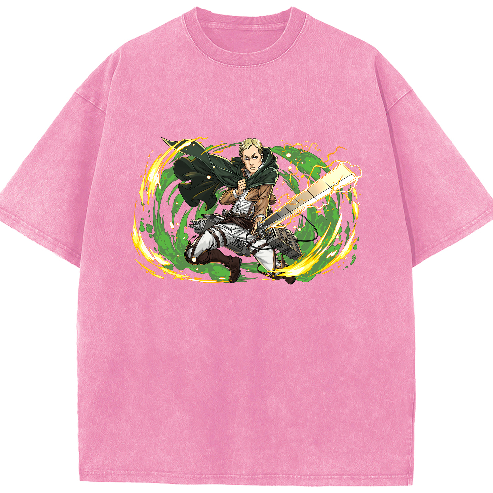 （画像用） 進撃の巨人 エルヴィン・スミス Attack on Titan Erwin Smith 綿100% ヴィンテージ風 半袖Tシャツ（フロントプリント）